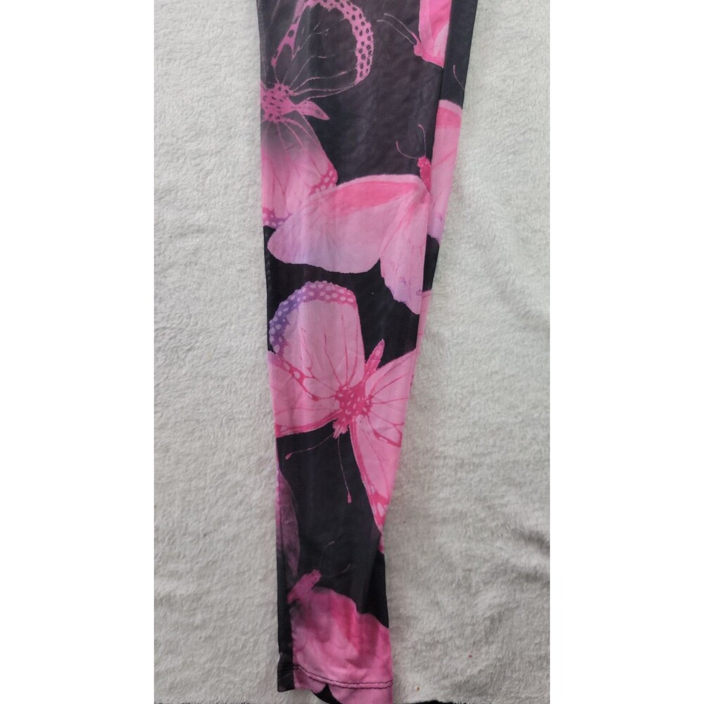 ​Shein Pink Butterfly Mesh Print Skinny Leggings Pants Medium US 6 Stretchy - Picture 6 of 10